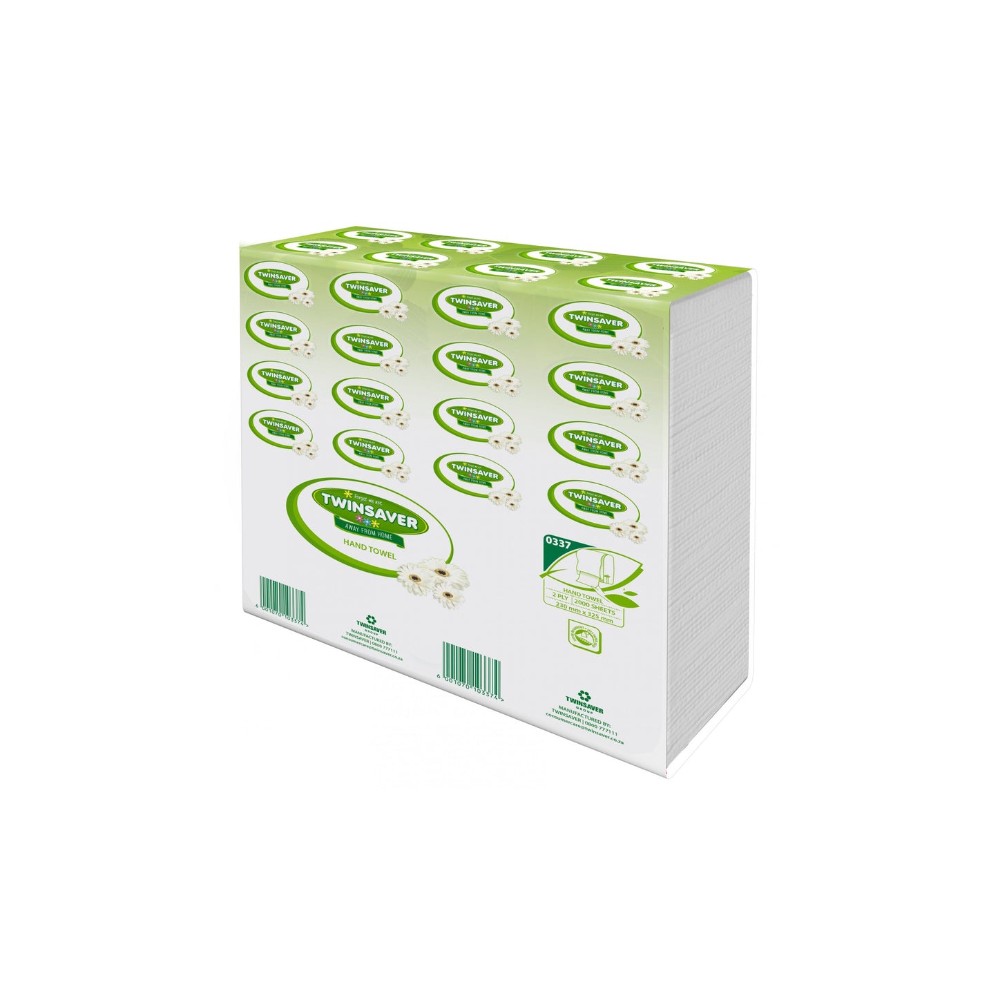 Twinsaver 2 Ply M-Fold Hand Towel (20 Packs of 100) (Code 0337)