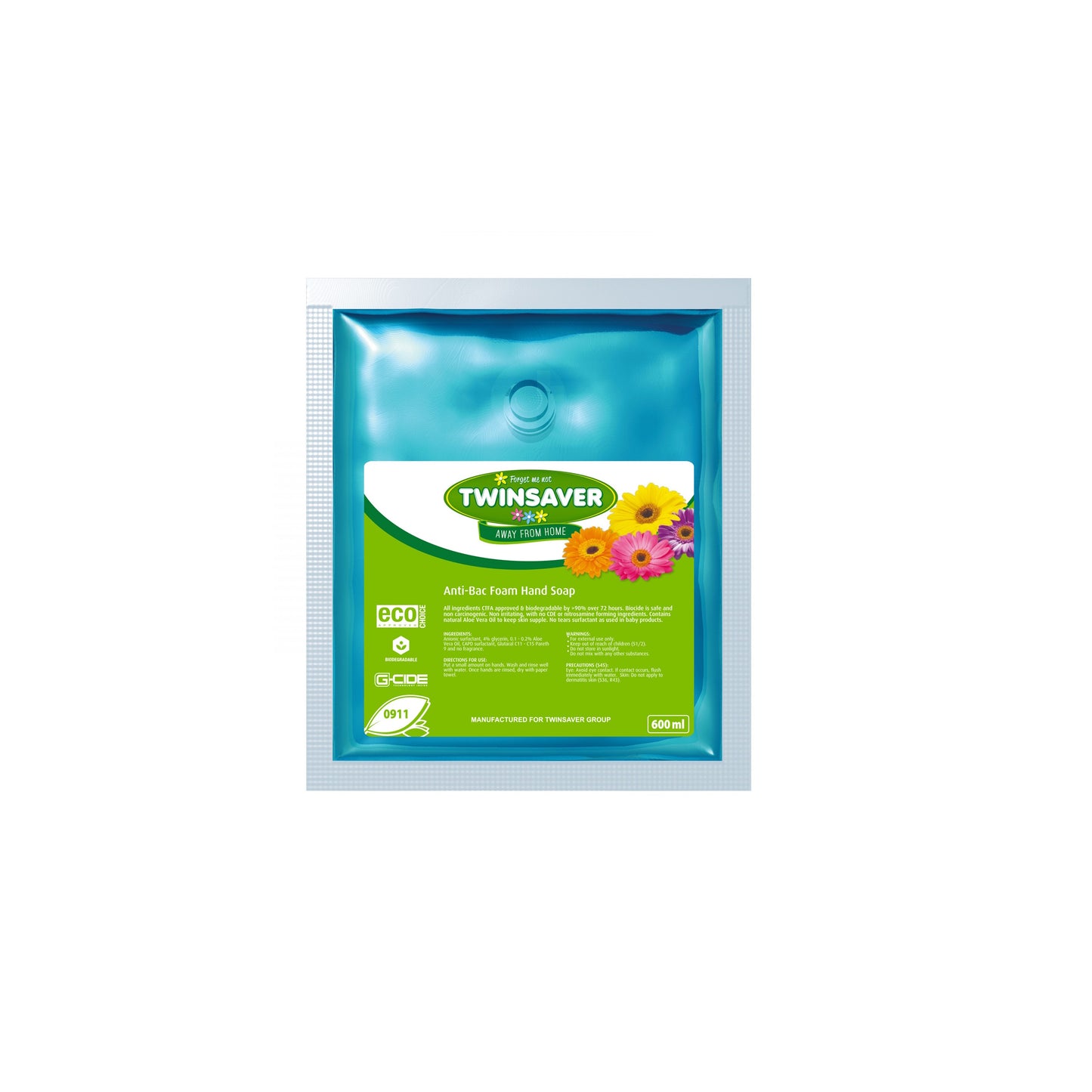 Twinsaver Antibacterial Foam Hand Soap Sachet (6 x 600ml) (Code 0911)