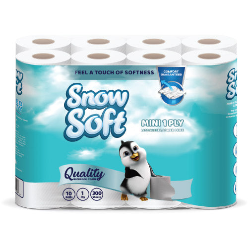 Snow Soft 1 Ply Toilet Rolls (300 Sheets)(2 x 24 Pack) - BULK PACK OF 15