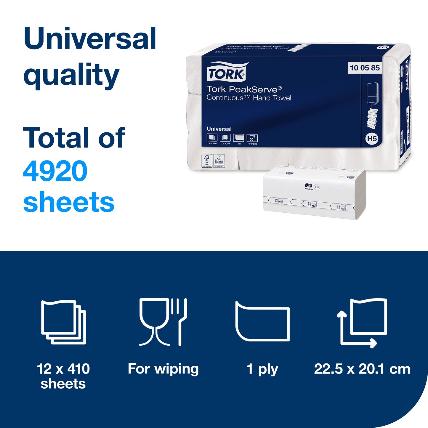Tork PeakServe Continuous Paper Hand Towels White H5