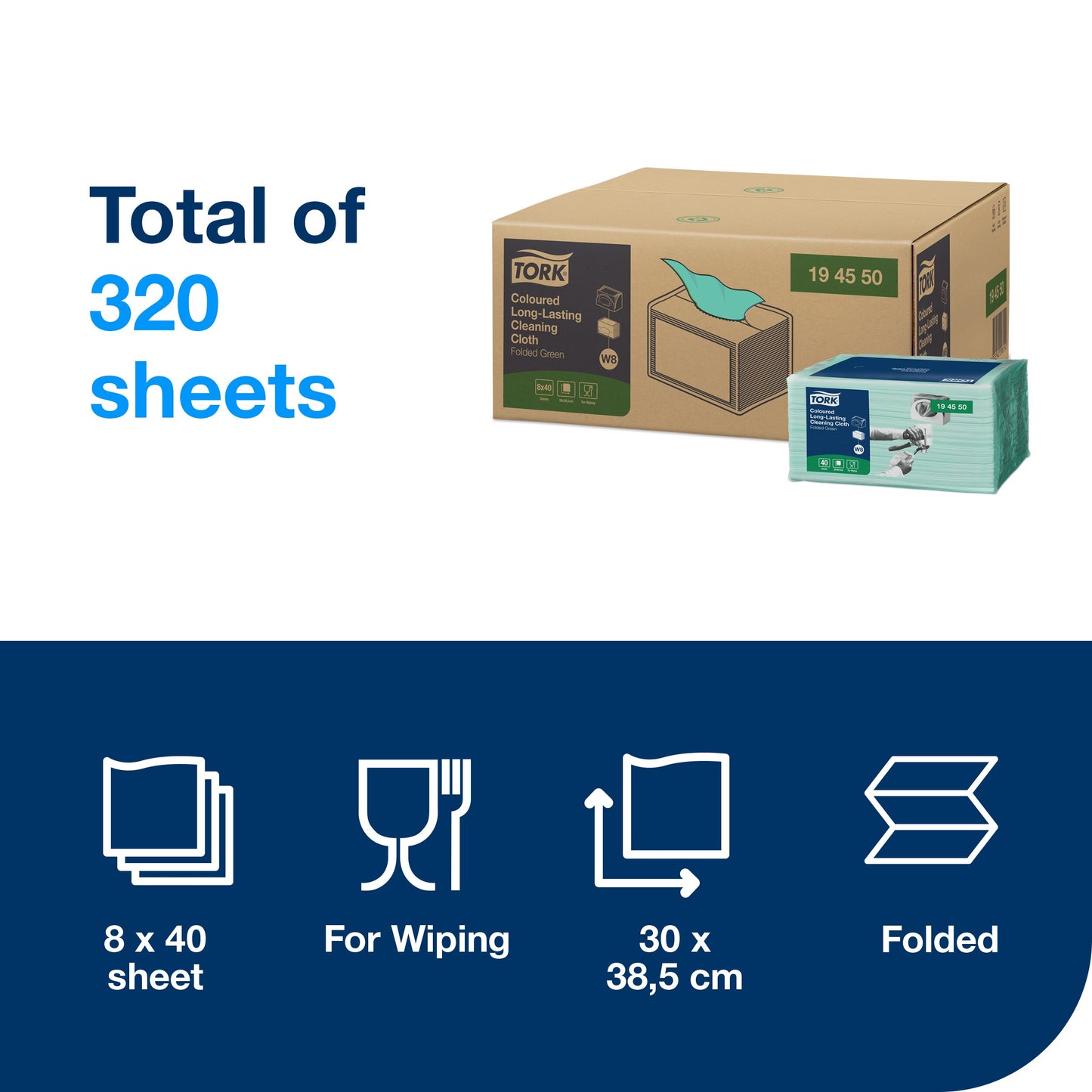 Tork Long-Lasting Cleaning Cloth Green W8