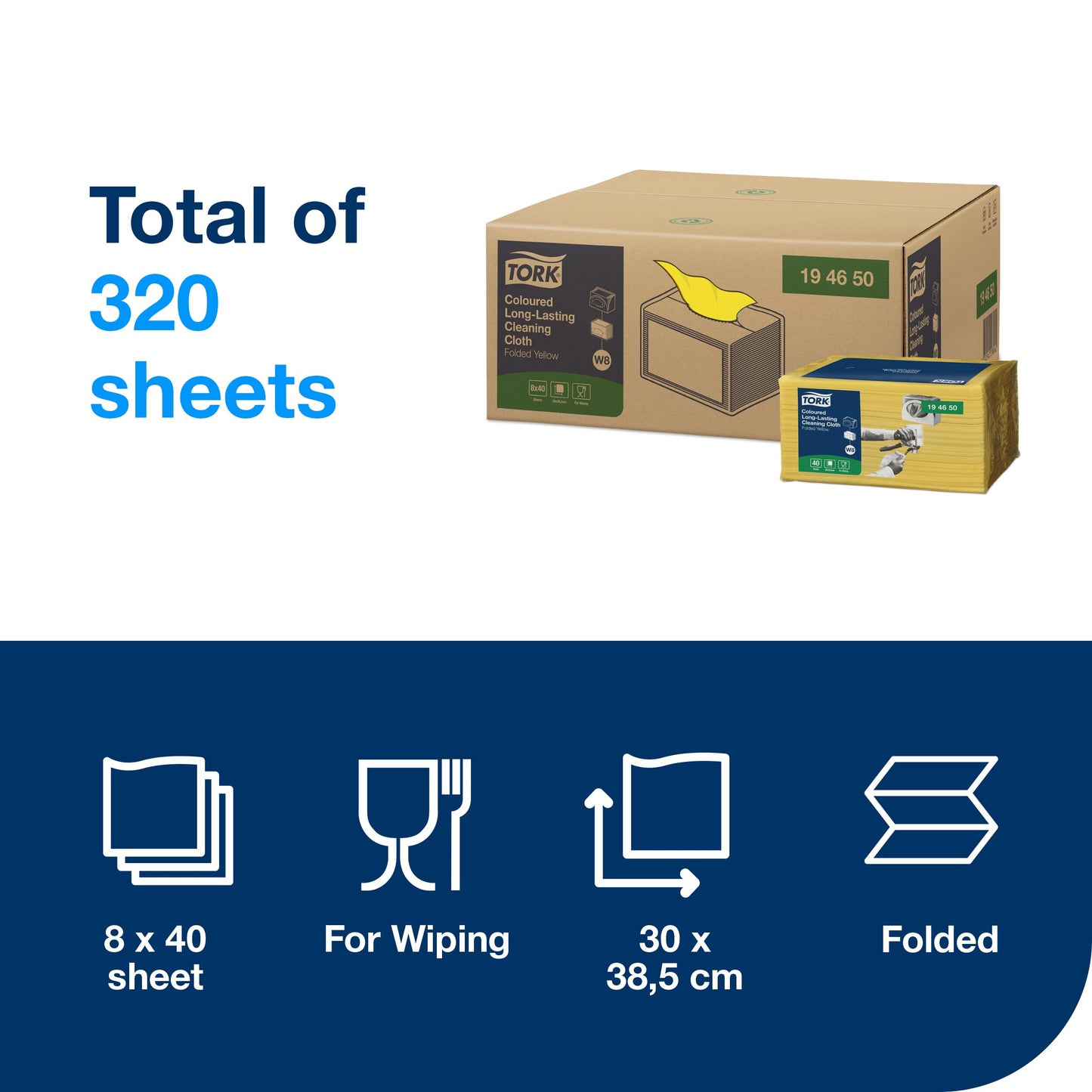 Tork Long-Lasting Cleaning Cloth Yellow W8