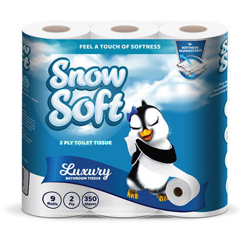 Snow Soft 2 Ply Toilet Rolls (350 Sheets) (8 x 9 Pack) - BULK PACK OF 15