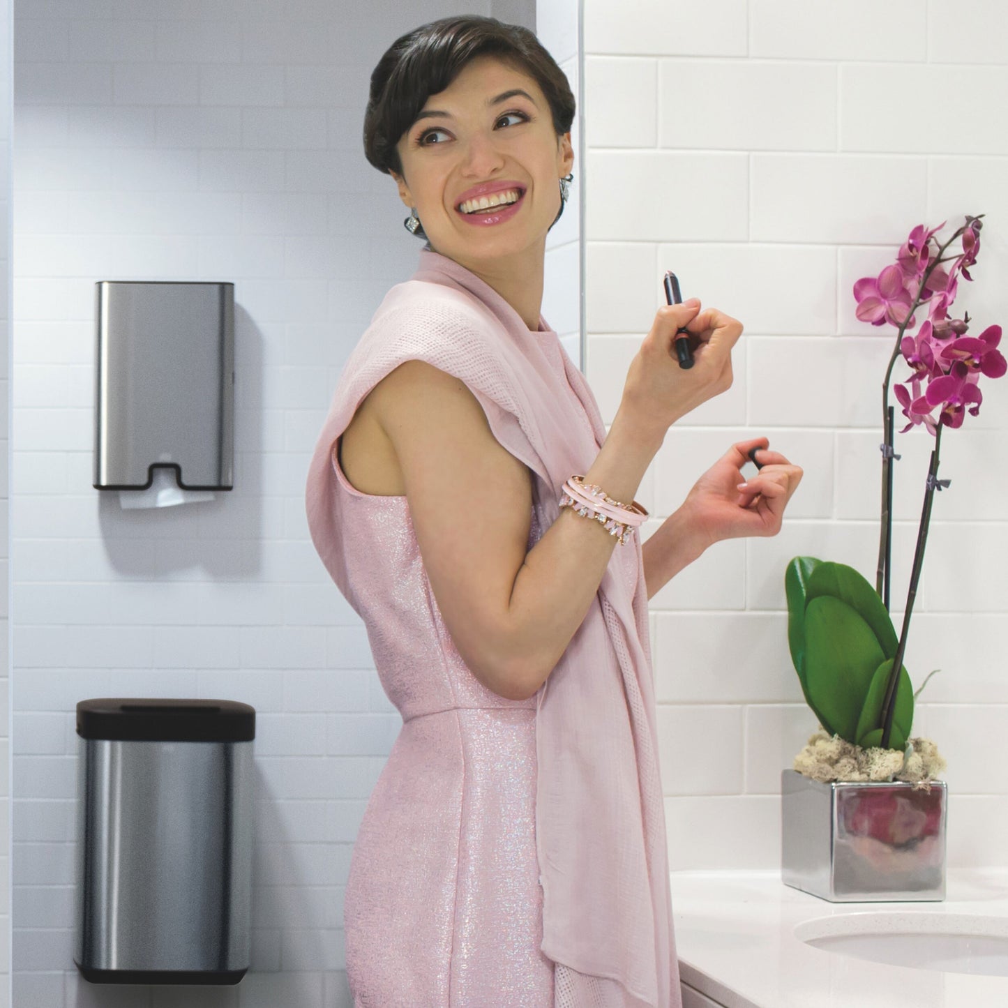 Tork 50L Waste Bin Stainless Steel B1