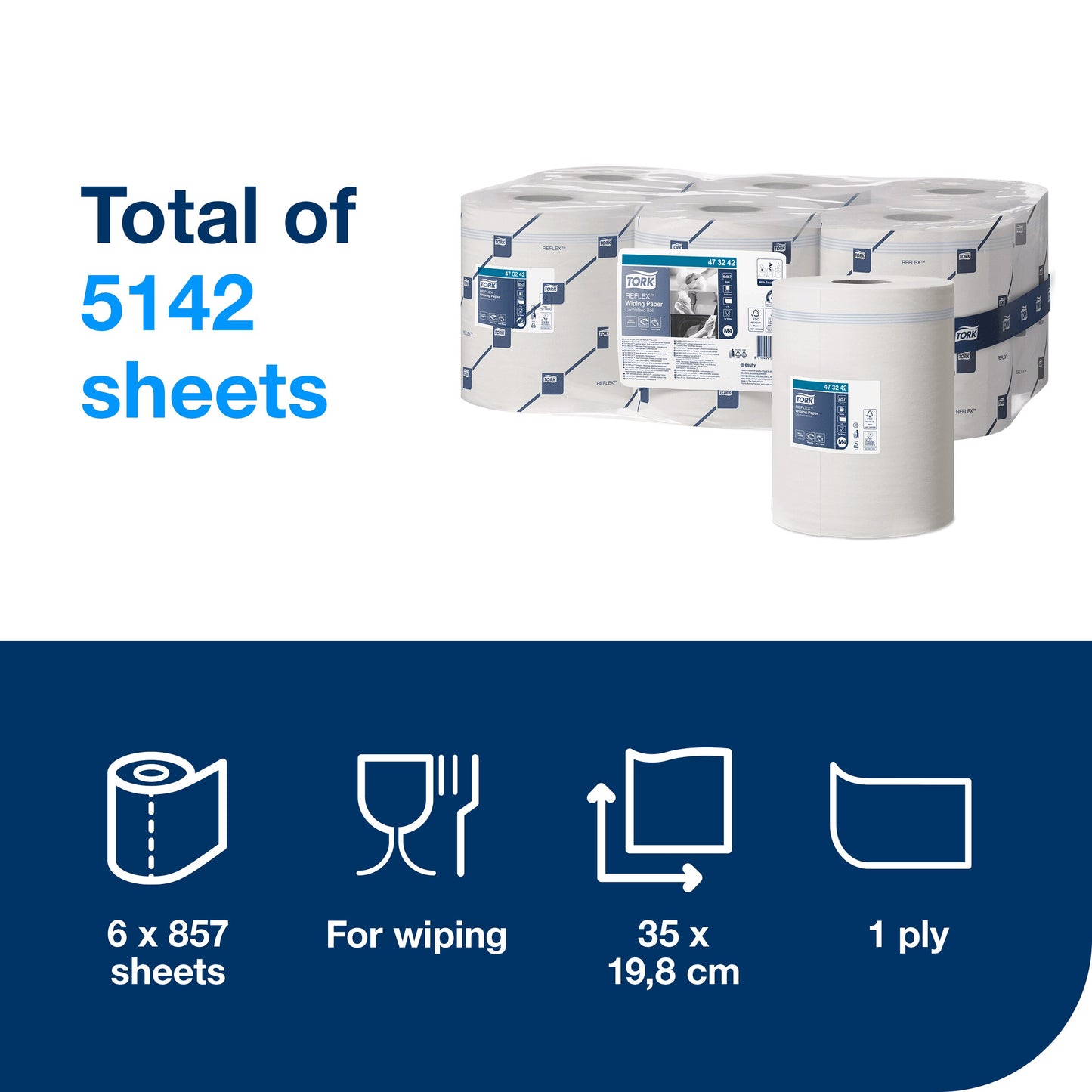 Tork Reflex Wiping Paper Towel White M4