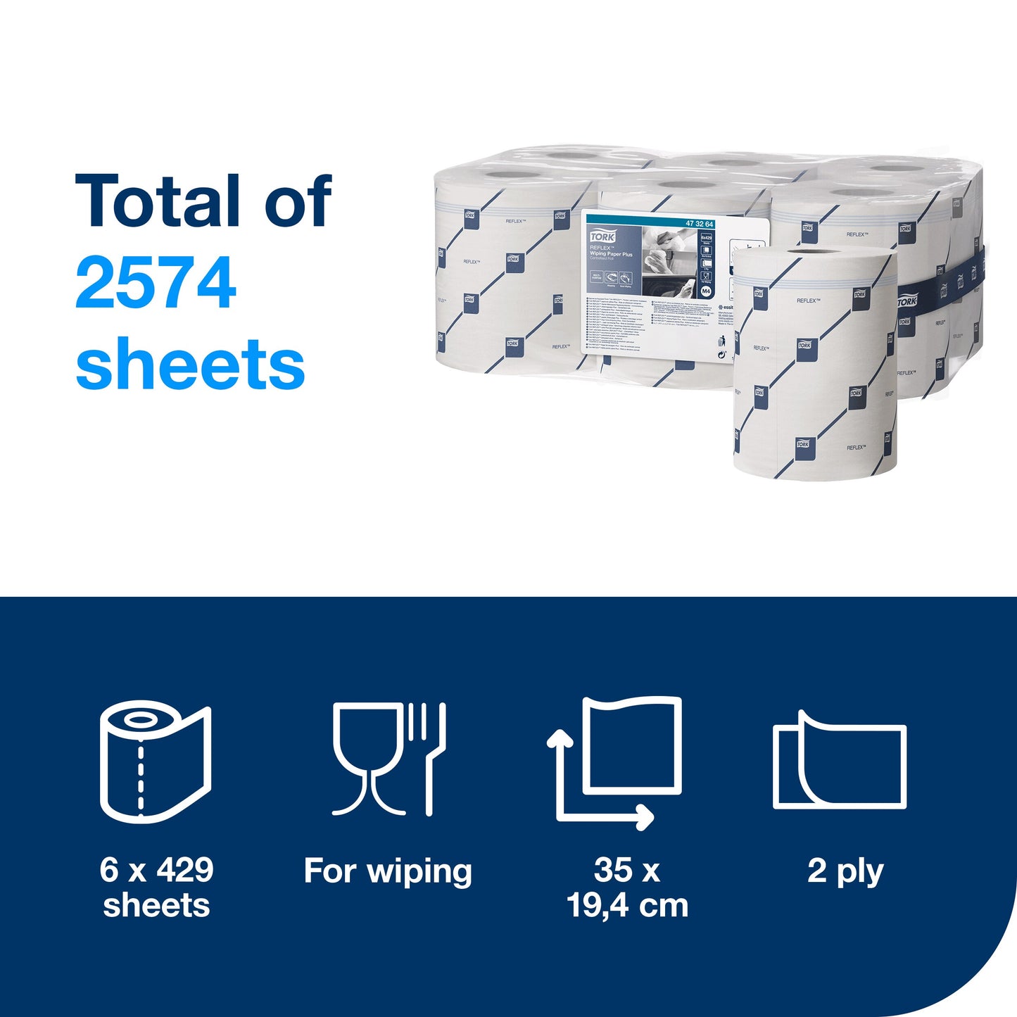 Tork Reflex Wiping Paper Towel White Plus M4