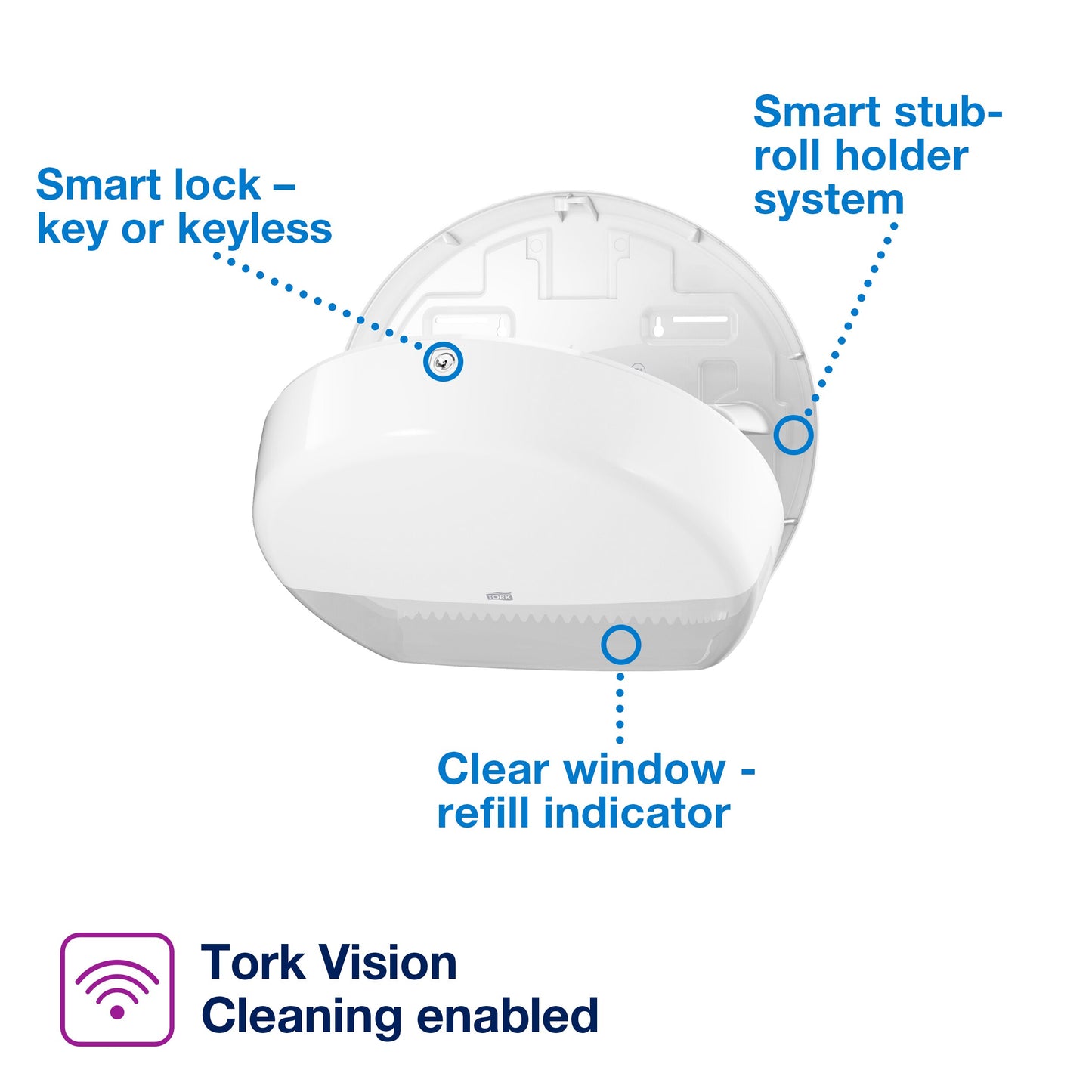 Tork Mini Jumbo Toilet Roll Dispenser White T2