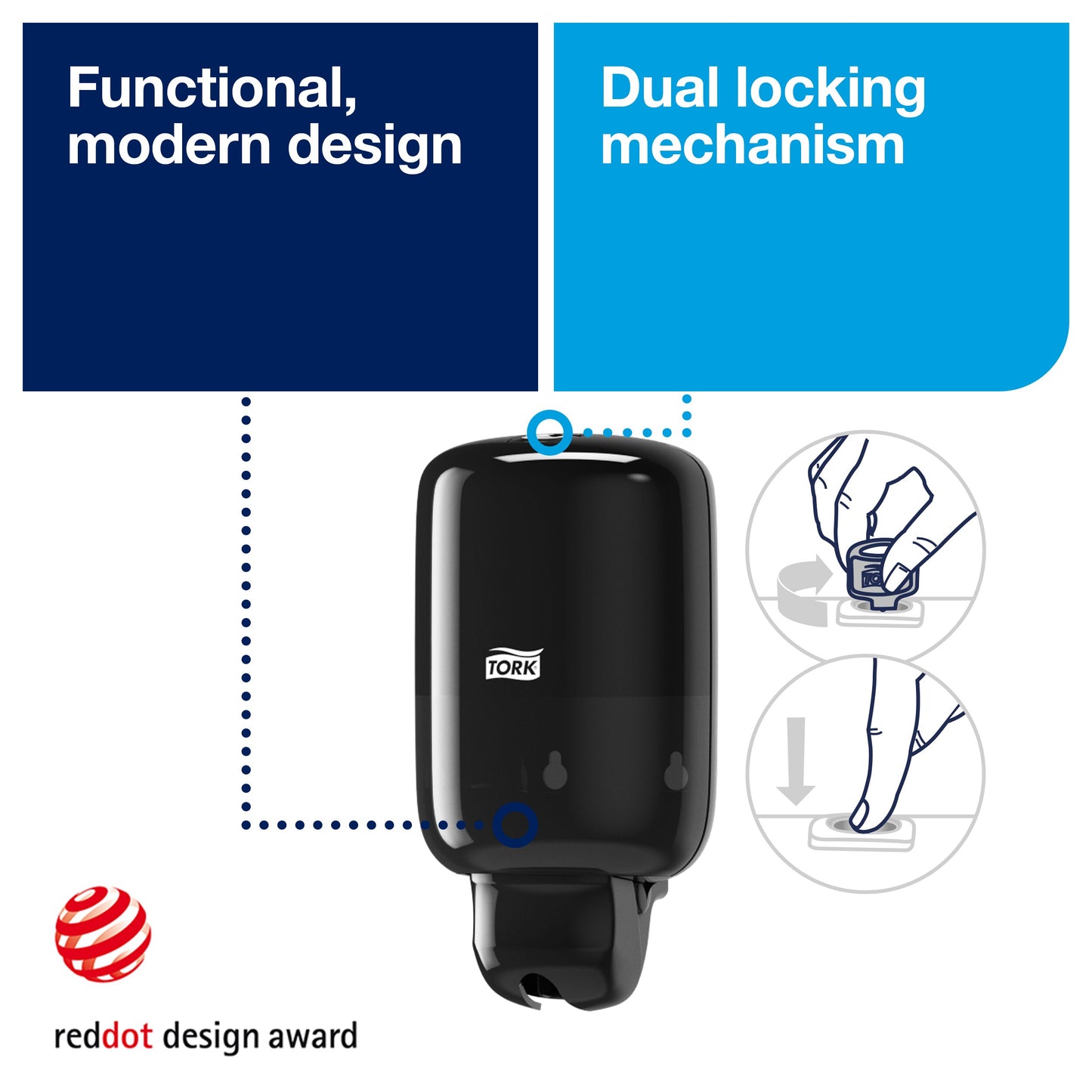 Tork Mini Skincare and Toilet Seat Cleaner Dispenser Black S2