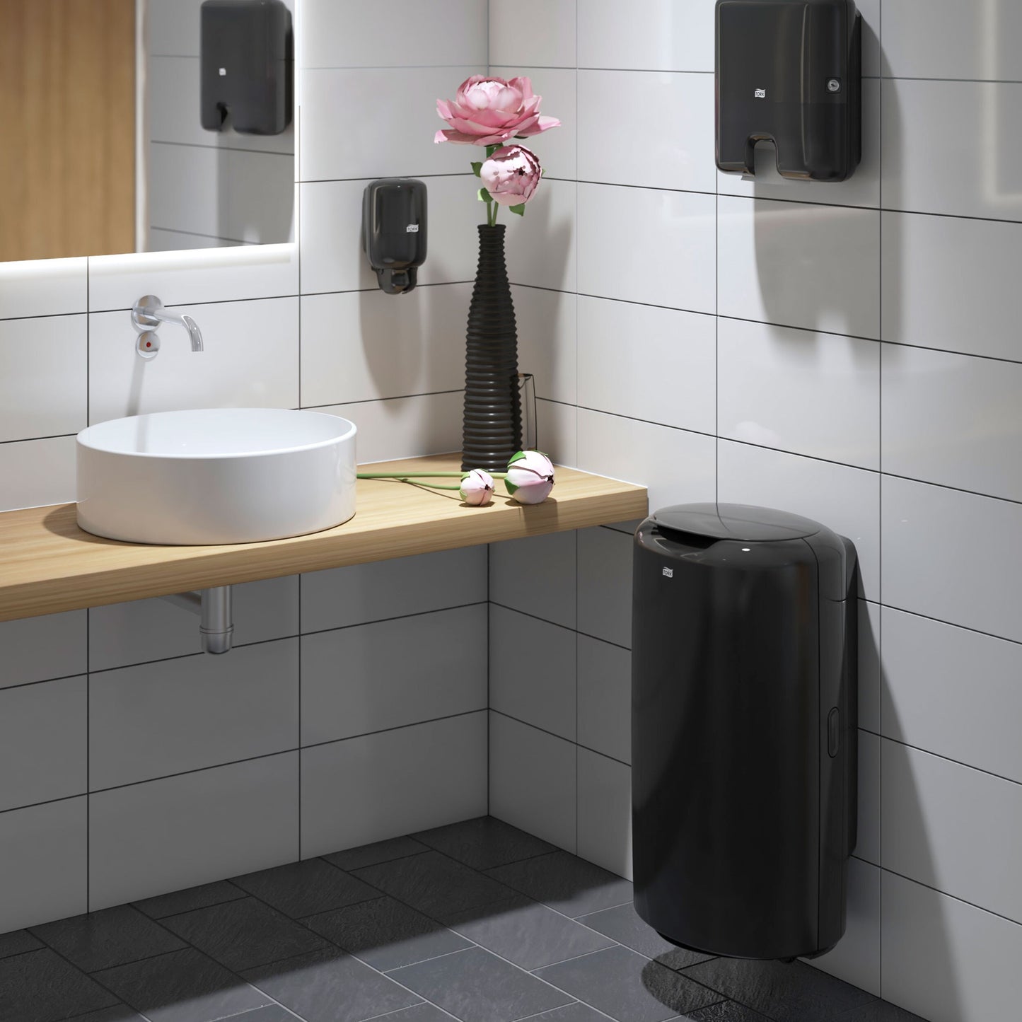 Tork 50L Waste Bin Black B1