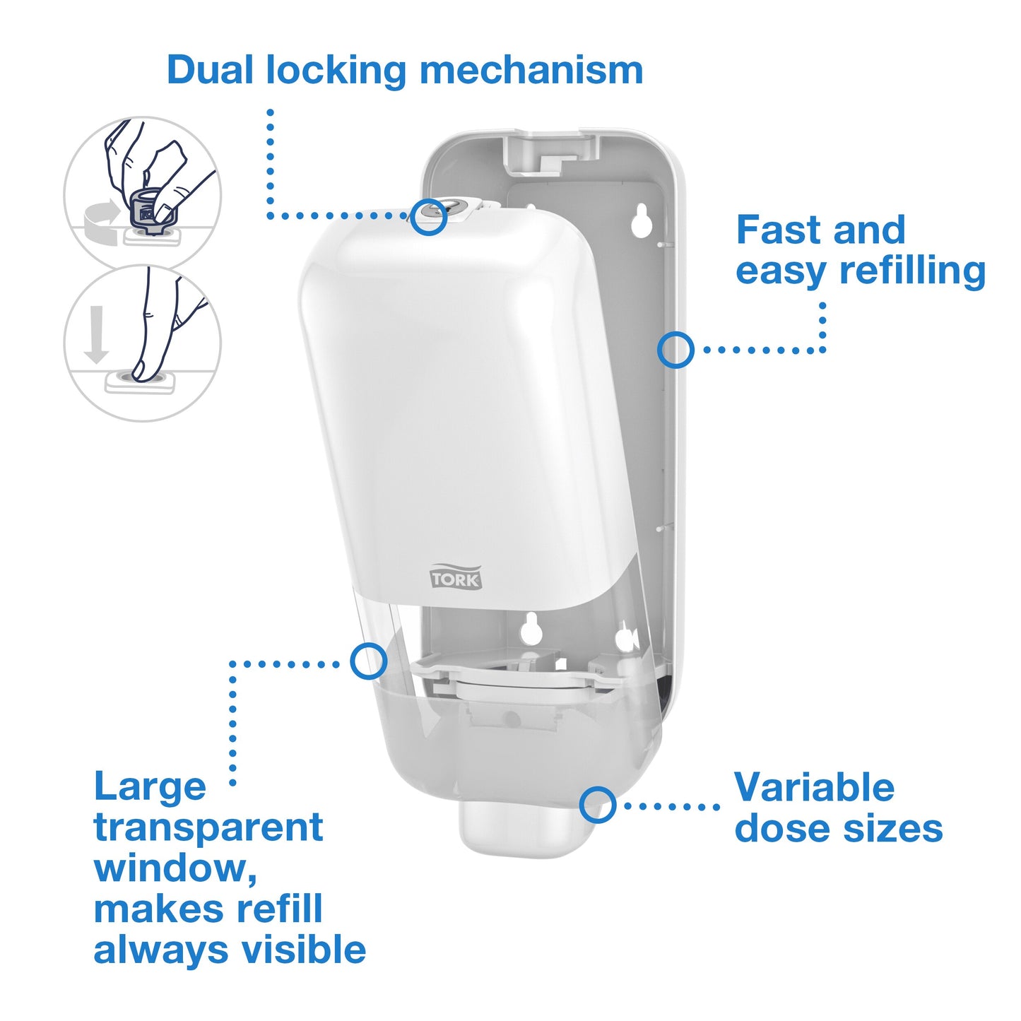 Tork Soap and Sanitiser Dispenser White S4