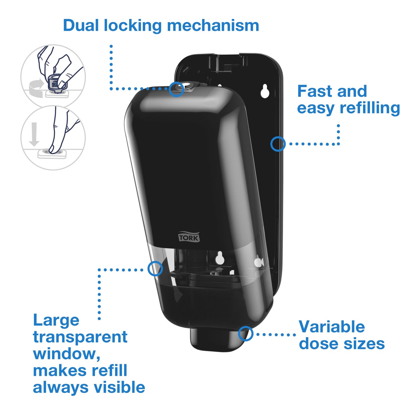 Tork Soap and Sanitiser Dispenser Black S4