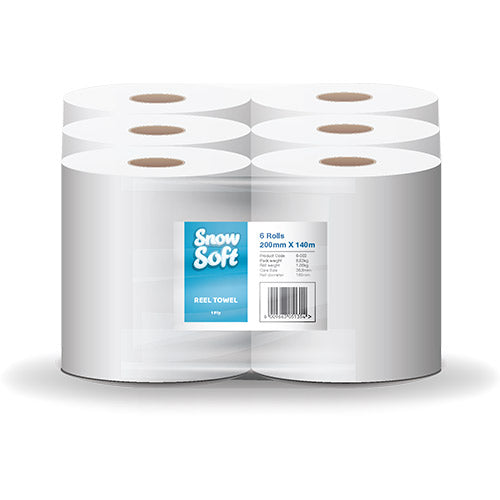 Snow Soft 1 Ply Reel Towel (6 Pack) - BULK PACK OF 15