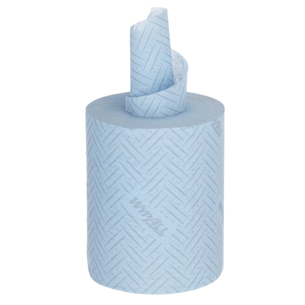WypAll L10 Service & Retail Wiping Paper - 1 Ply Centrefeed Blue Roll - 6 Rolls x 280 Paper Wipes (1,680 total) - Code 6220