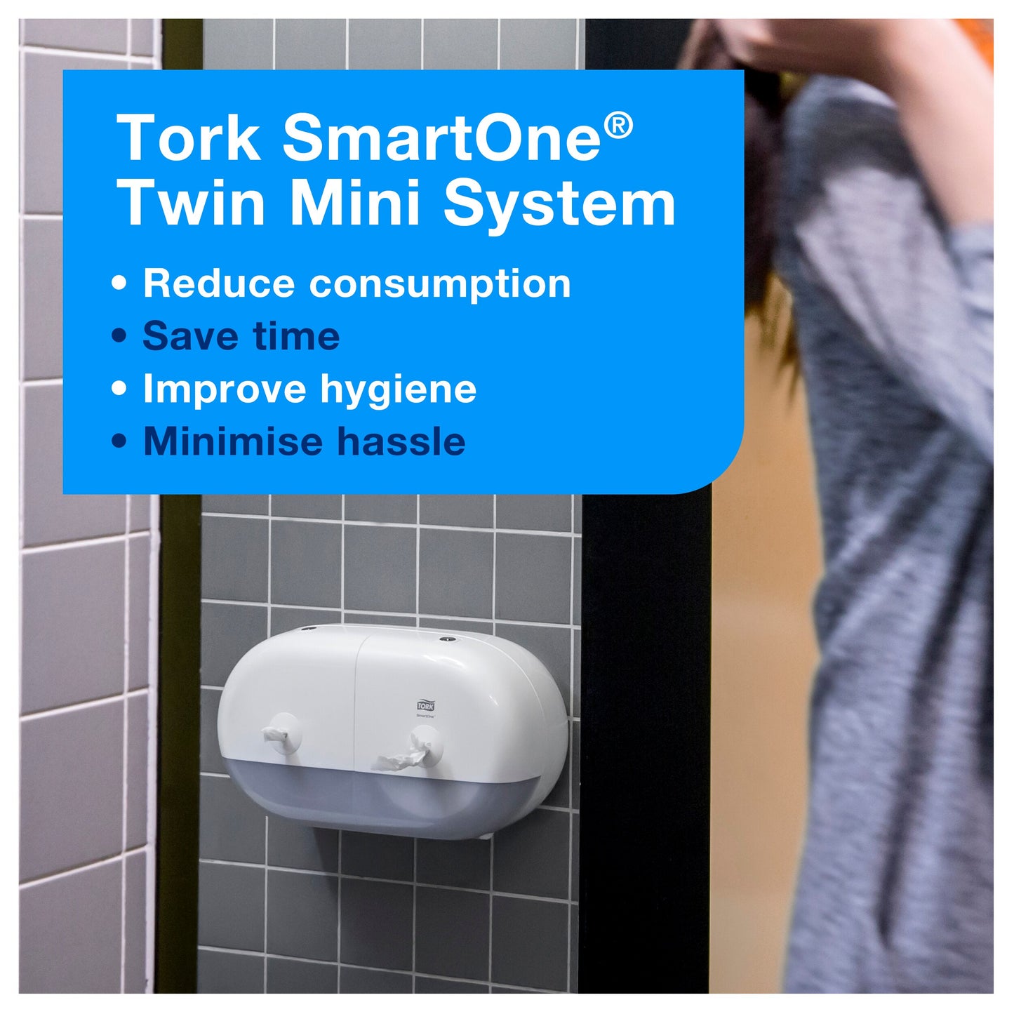 Tork SmartOne Mini Twin Toilet Roll Dispenser White T9