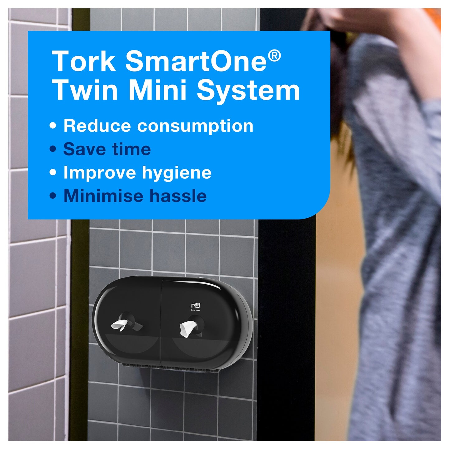 Tork SmartOne Mini Twin Toilet Roll Dispenser Black T9