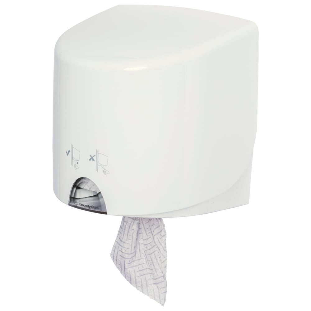 KIMBERLY-CLARK AQUARIUS Roll Control Wiper Dispenser - Centrefeed Roll Dispenser - White, Wall Mounted (Code 7018)
