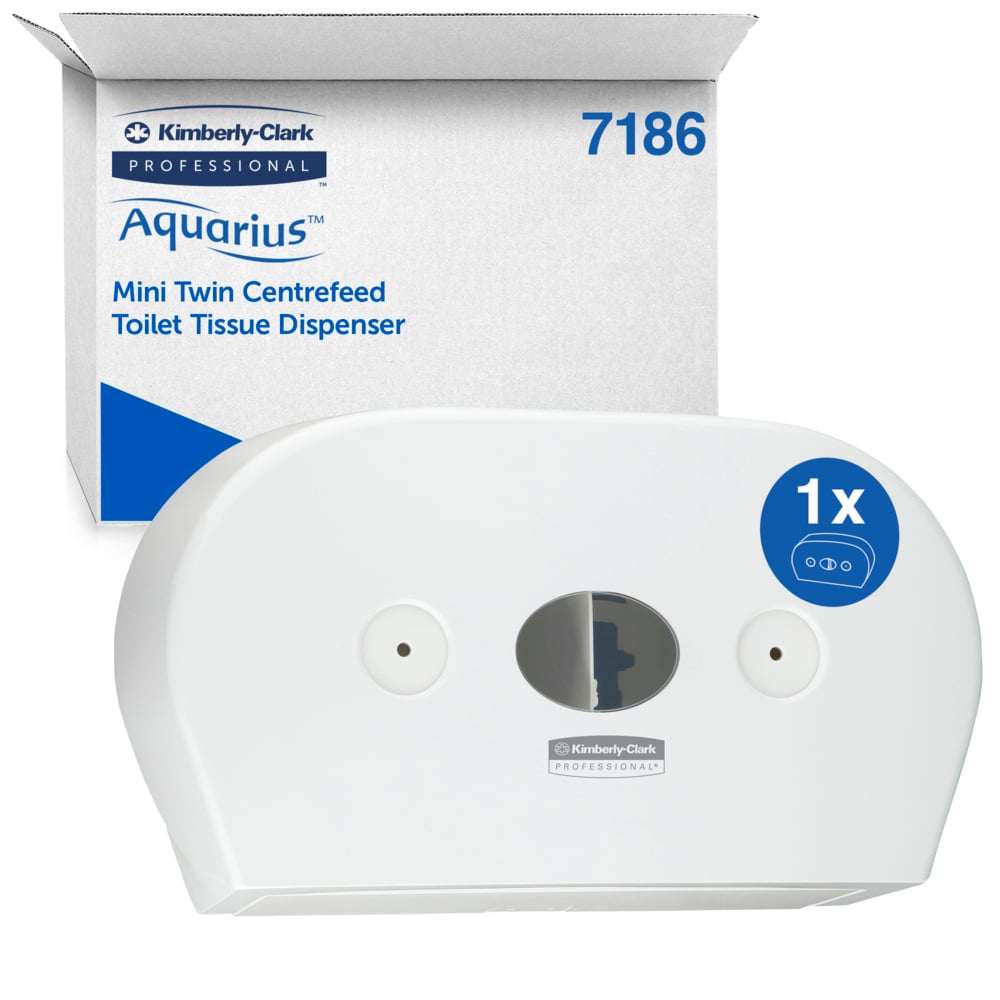 KIMBERLY-CLARK Mini Twin Roll Centrefeed Toilet Tissue Dispenser - White (Code 7186)