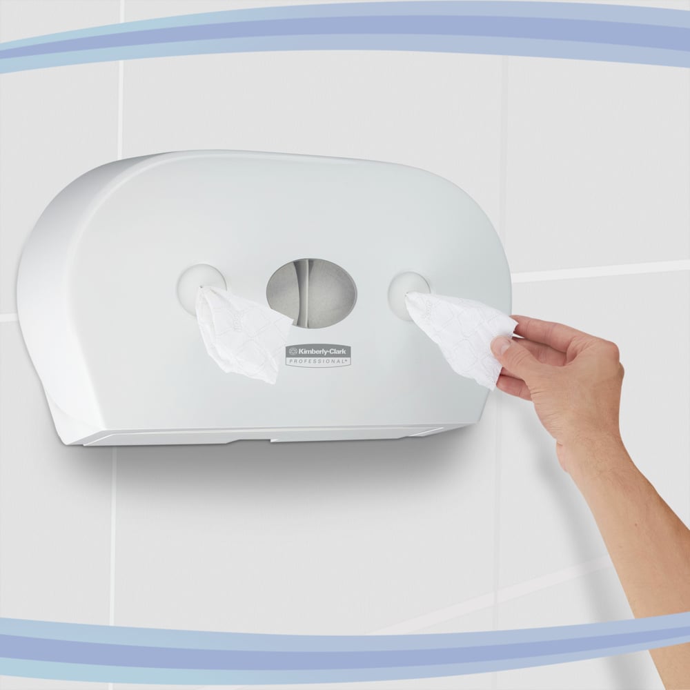 KIMBERLY-CLARK Mini Twin Roll Centrefeed Toilet Tissue Dispenser - White (Code 7186)