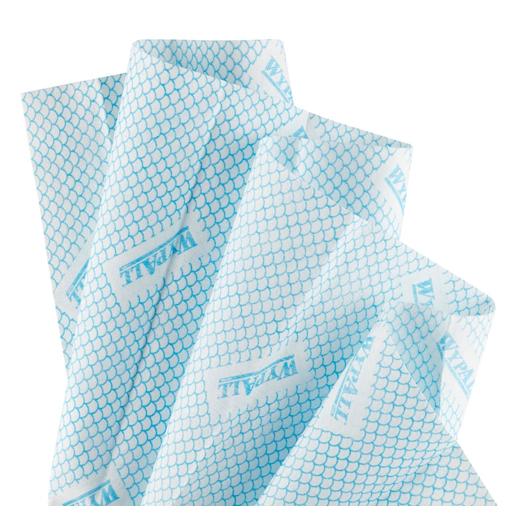 WypAll X80 Critical Clean Colour Coded Cleaning Cloths 7565 - Blue Wiping Cloths - 10 Packs x 25 Heavy Duty Cleaning Wipes (250 total)