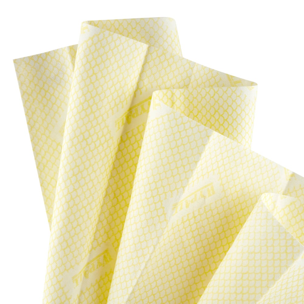WypAll X80 Critical Clean Colour Coded Cleaning Cloths 7567 - Yellow Wiping Cloths - 10 Packs x 25 Heavy Duty Cleaning Wipes (250 total)