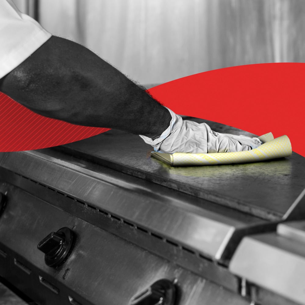 WypAll X80 Critical Clean Colour Coded Cleaning Cloths 7567 - Yellow Wiping Cloths - 10 Packs x 25 Heavy Duty Cleaning Wipes (250 total)