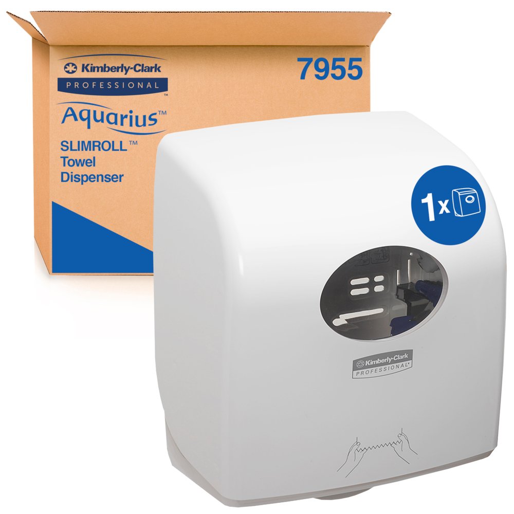KIMBERLY-CLARK AQUARIUS Slimroll Rolled Hand Towel Dispenser - White (NEW) (Code 7955)