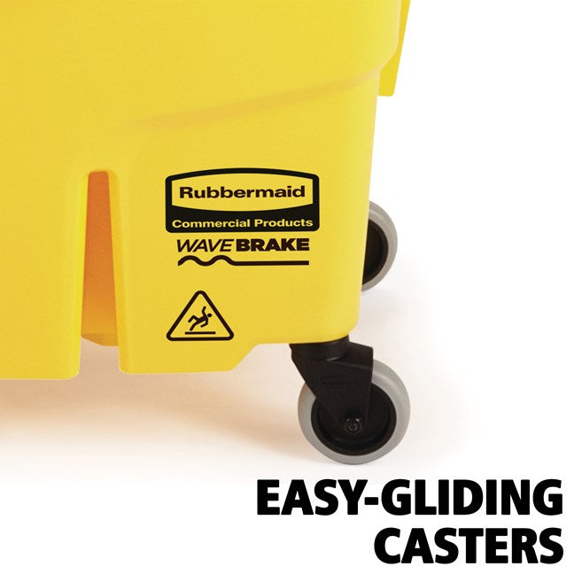 Rubbermaid WaveBrake 33L Side-Press Bucket and Wringer, Yellow