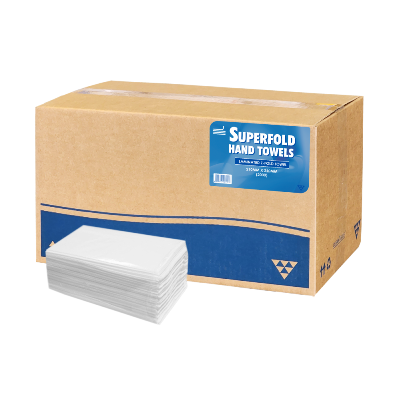 Superfold Hand Towels - Laminated and Embossed Tissue (10 Packs of 200)