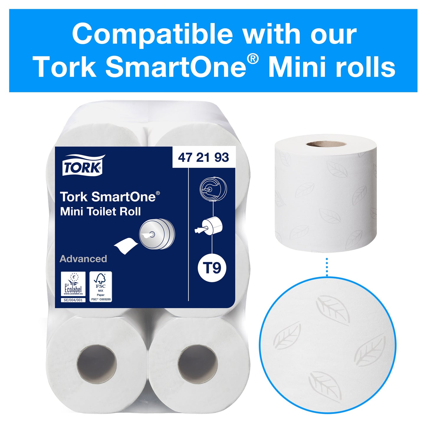 Tork SmartOne Mini Twin Toilet Roll Dispenser White T9