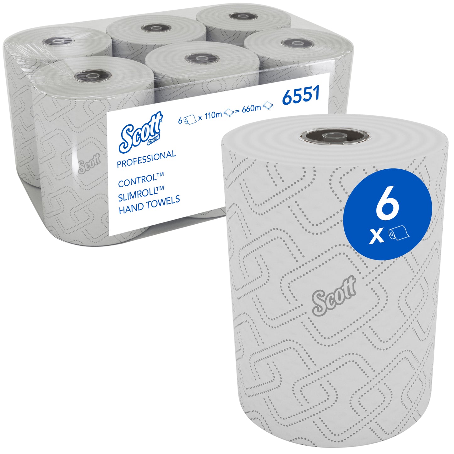 KIMBERLY-CLARK SCOTT CONTROL Rolled Hand Towel - 2 Ply (Pack of 6 Rolls) (Code 6551)