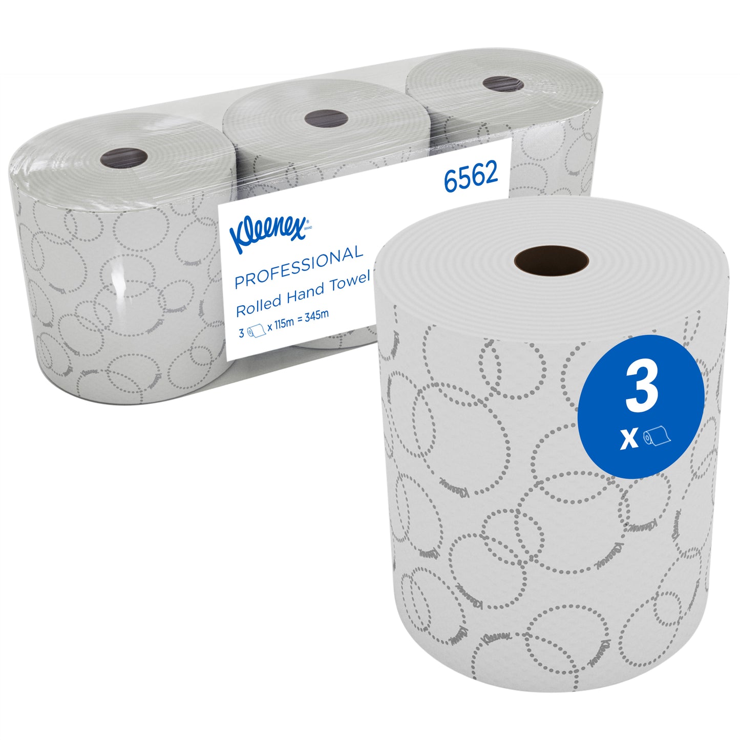 KIMBERLY-CLARK KLEENEX Rolled Hand Towel - 2 Ply (Pack of 3 Rolls) (Code 6562)
