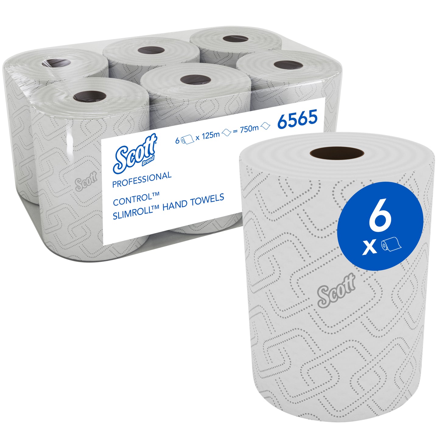 KIMBERLY-CLARK SCOTT CONTROL Rolled Hand Towel - 1 Ply (Pack of 6 Rolls) (Code 6565)