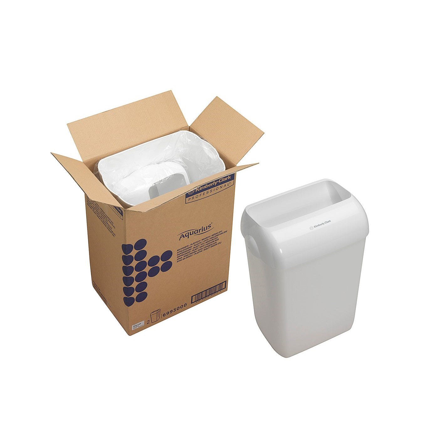 KIMBERLY-CLARK AQUARIUS 43L Wall Bin Plastic - White (Code 6993)