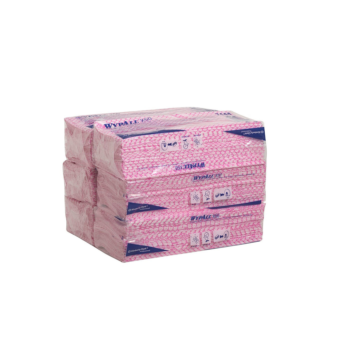 WypAll X50 Colour Coded Cleaning Cloths 7444 - Red Wiping Cloths - 6 Packs x 50 Interfolded Colour Coded Cloths (300 total)