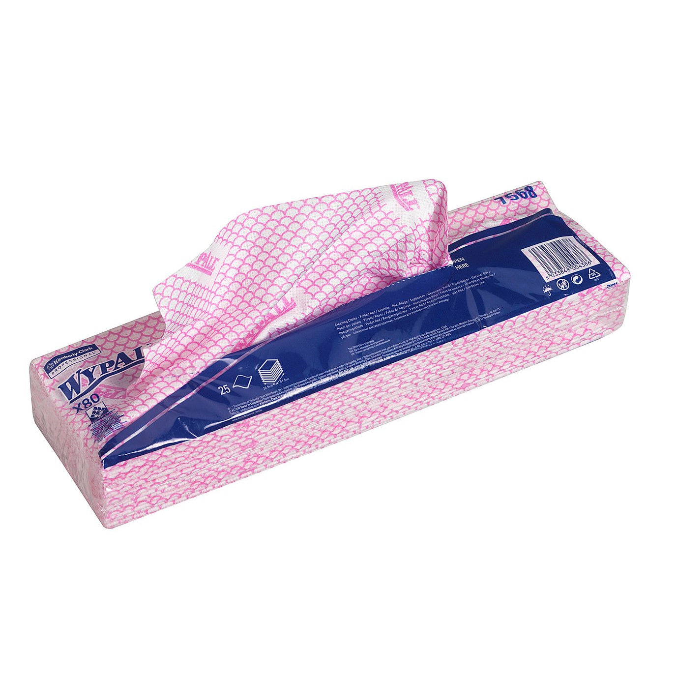 WypAll X80 Critical Clean Colour Coded Cleaning Cloths 7568 - Red Wiping Cloths - 10 Packs x 25 Heavy Duty Cleaning Wipes (250 total)