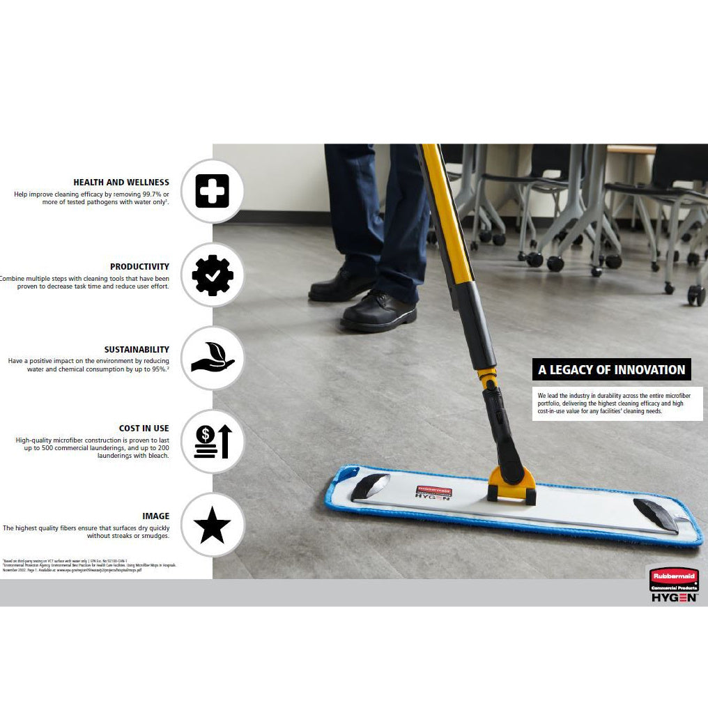 Rubbermaid HYGEN Pulse Microfibre Mop with On-Board Reservoir and 2 x 40cm Wet Mop Sleeves