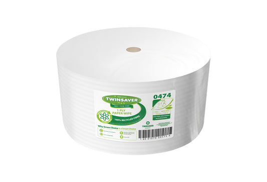 Twinsaver 1 Ply Paper Wipe Roll (210mm x 1500m) (Code 0474)