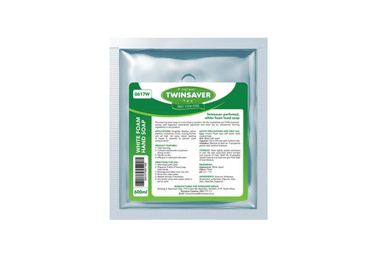 Twinsaver White Foam Hand Soap Sachet (6 x 600ml) (Code 0617W)