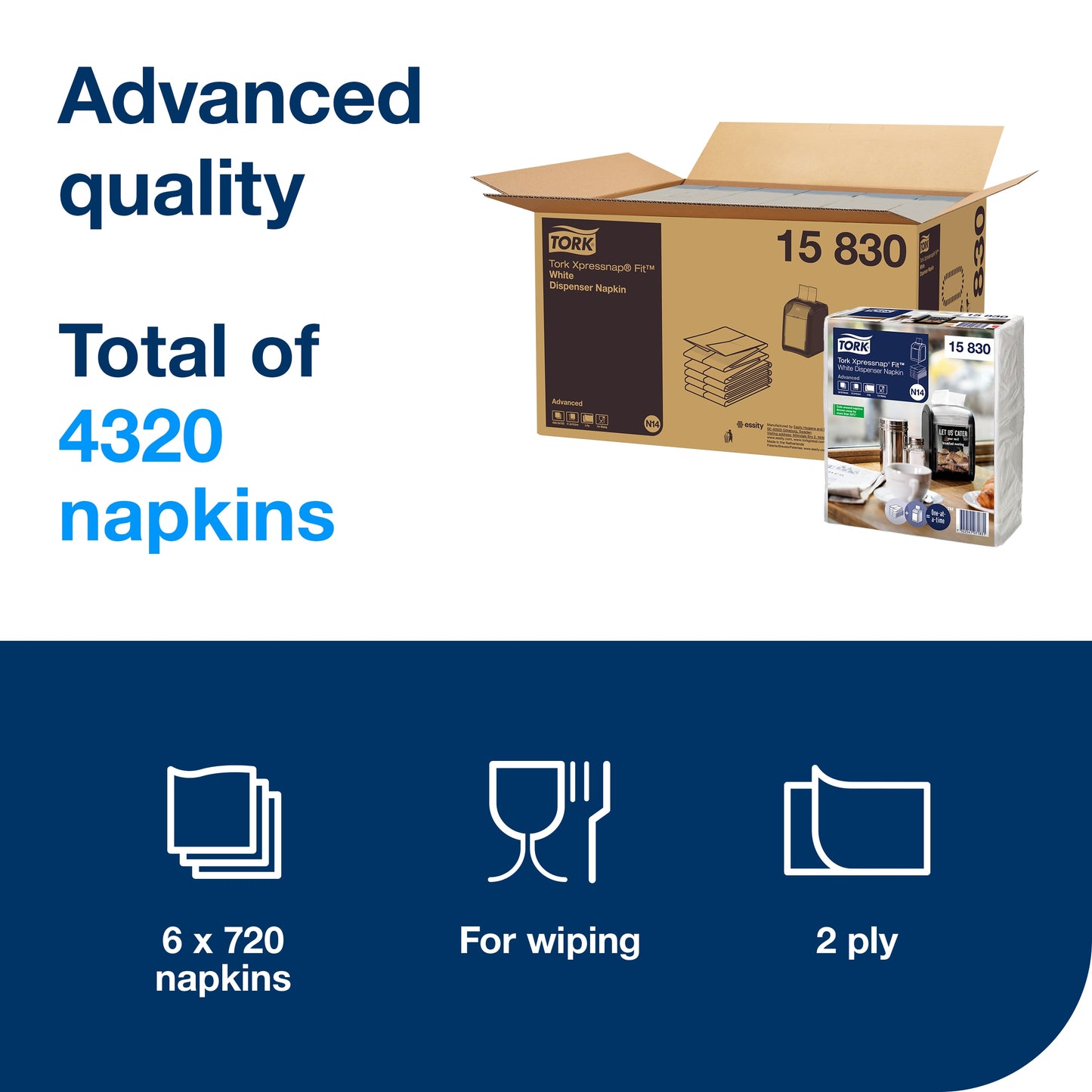Tork Xpressnap Fit White Dispenser Napkin N14