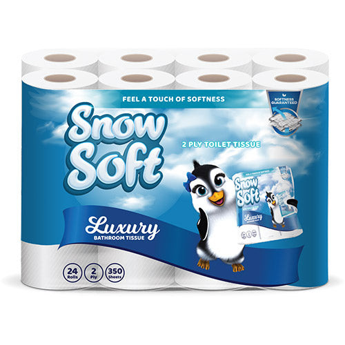 Snow Soft 2 Ply Toilet Rolls (350 Sheets) (2 x 24 Pack) - BULK PACK OF 15