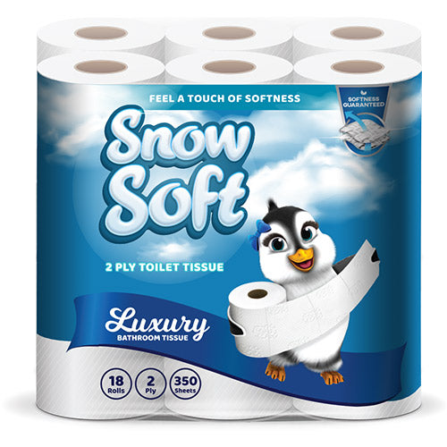 Snow Soft 2 Ply Toilet Rolls (350 Sheets) (4 x 18 Pack) - BULK PACK OF 15