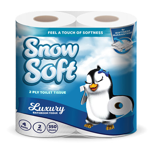 Snow Soft 2 Ply Toilet Rolls (350 Sheets) (12 x 4 Pack) - BULK PACK OF 15