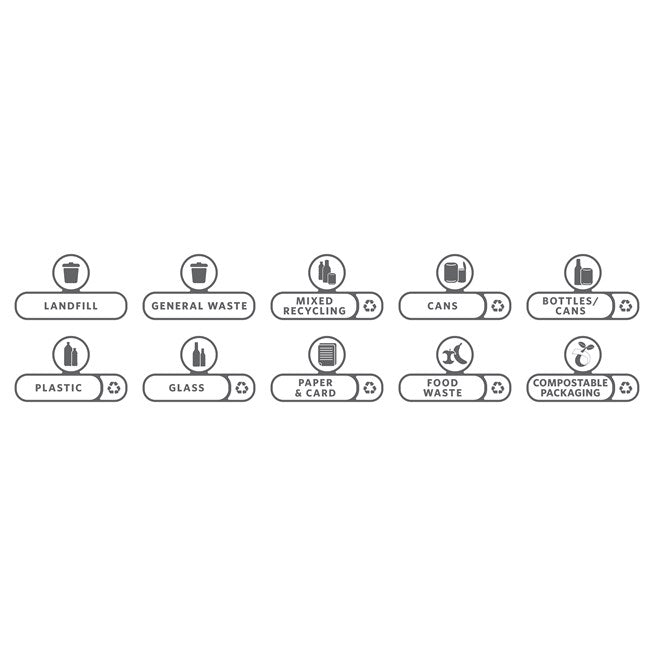 Rubbermaid Slim Jim Recycling Station English Labels Set of 10