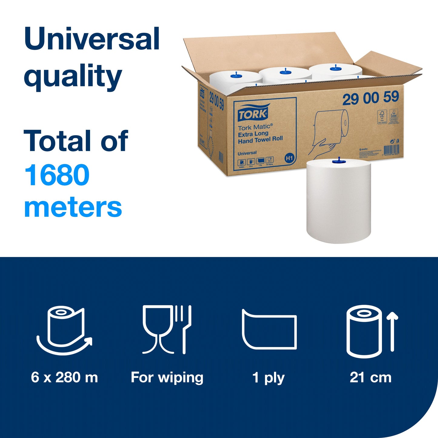 Tork Matic Extra Long Paper Hand Towels White H1