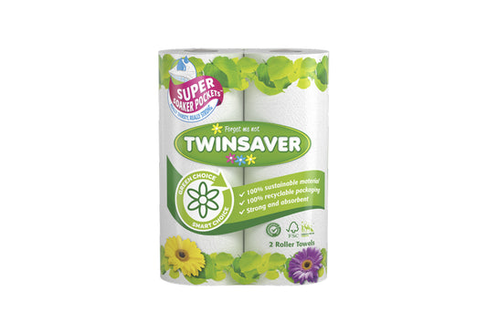 Twinsaver 2 Ply Kitchen Roller Towel (12 Packs of 2 Rolls) (Code 3012)