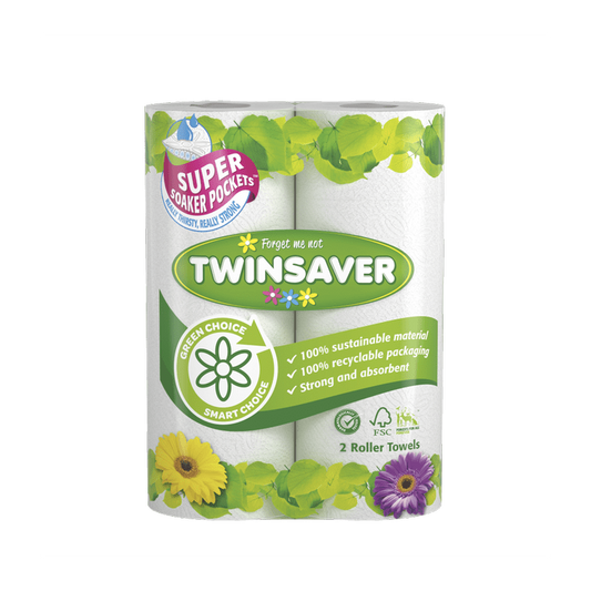 Twinsaver 2 Ply Kitchen Roller Towel (12 Packs of 2 Rolls) (Code 3012)