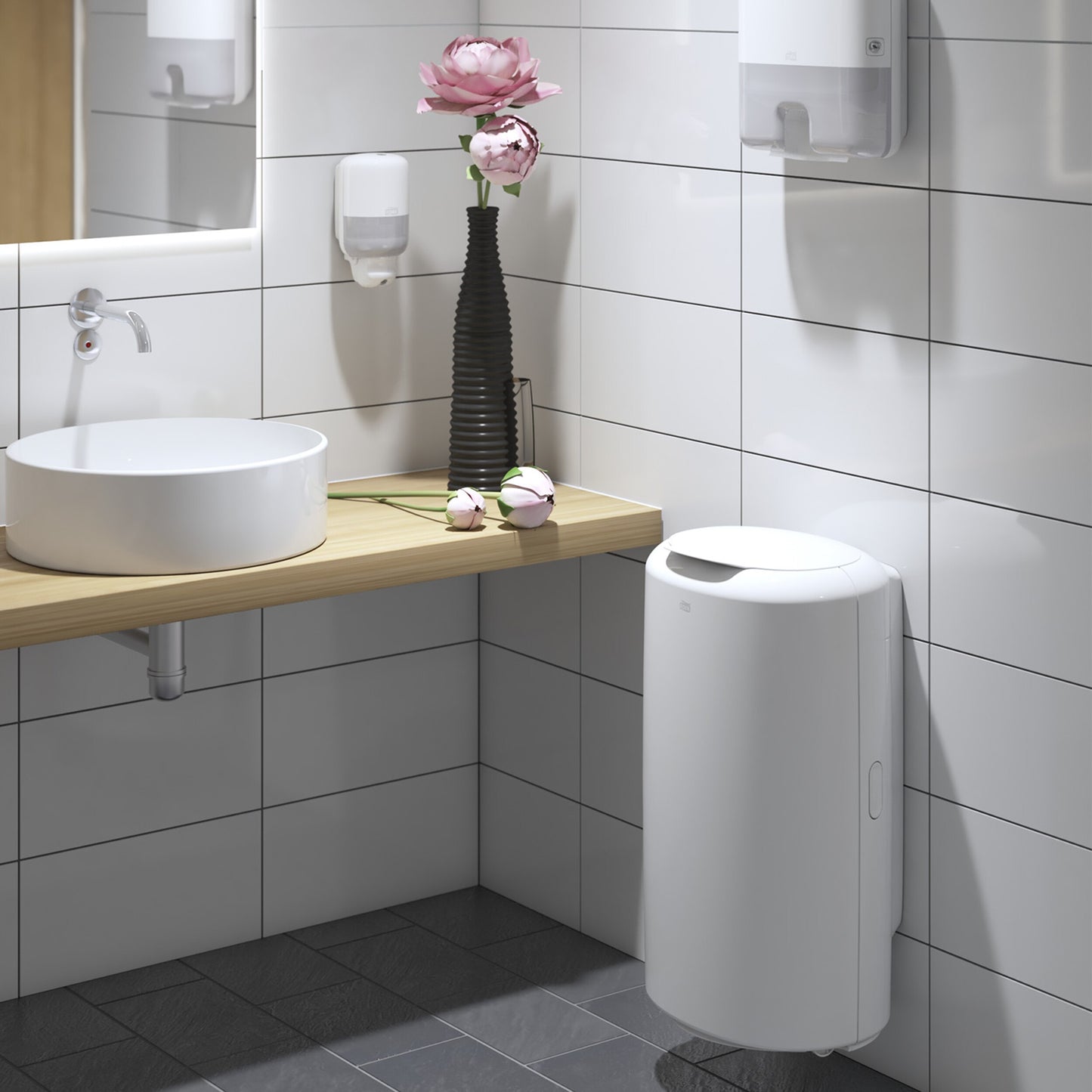 Tork 50L Waste Bin White B1