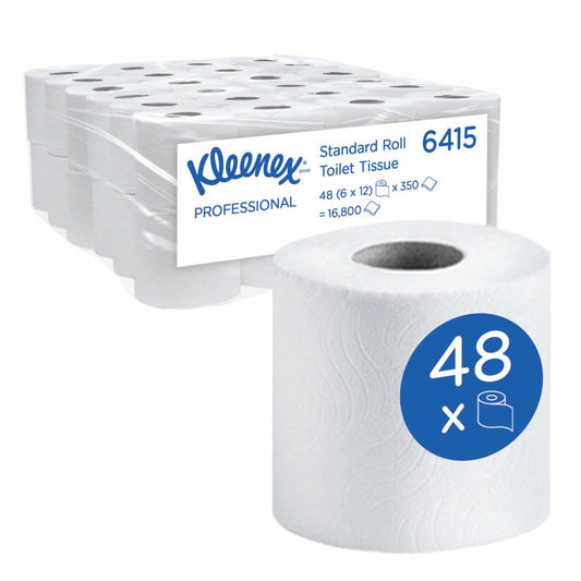 KIMBERLY-CLARK KLEENEX Toilet Tissue - Unwrapped / White / 2 Ply (Pack of 48 rolls) (Code 6415)