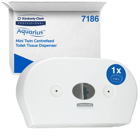 KIMBERLY-CLARK Mini Twin Roll Centrefeed Toilet Tissue Dispenser - White (Code 7186)