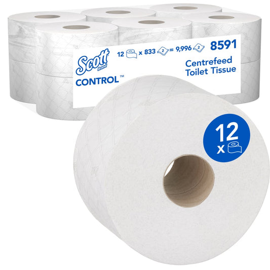 Kimberly-Clark Scott Control Toilet Roll Centre Feed - 2 Ply (Pack of 12 Rolls) (Code 8591)